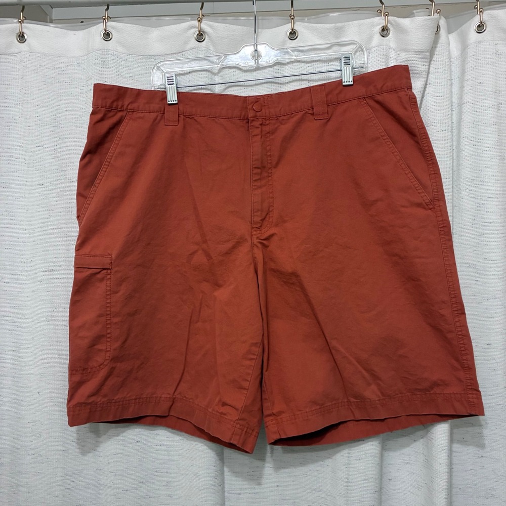 Columbia Mens 40 Burnt Orange Cotton Canvas Cargo Hiking Shorts Fishing Outdoors